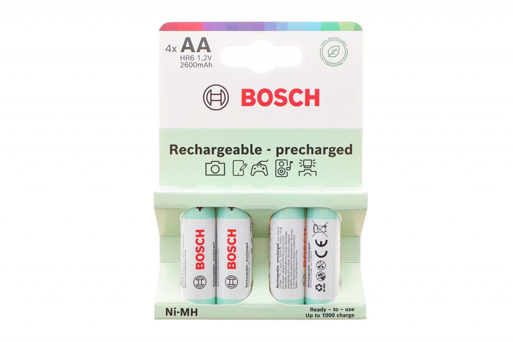 Батарейки акумуляторні Bosch Rechargeable Ni-MH AA (HR6) (1.2V/2600 mAh) HR6B4P2600/00 (к-кт 4шт) BOSCH 8594162800537