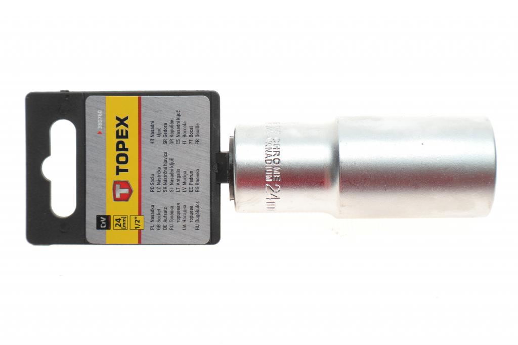 Головка торцева 1/2" 24 мм Long 76 мм TOPEX 38D760