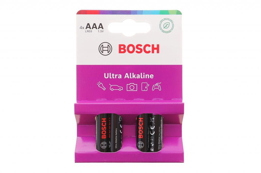 Батарейки Bosch Ultra Alkaline AAA (LR03) (1.5V) LR03UA4B/00 (к-кт 4 шт) BOSCH 8594162800087
