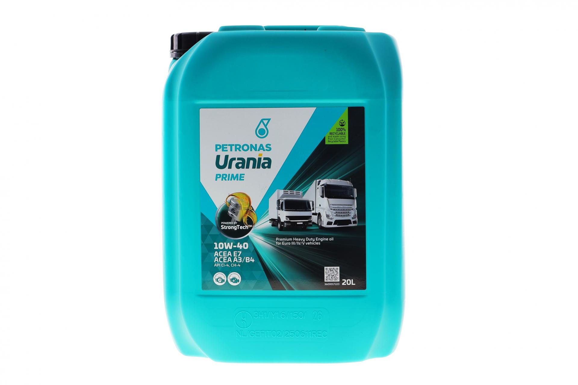 Олива 10W40 URANIA PRIME (20L) (ACEA E7/A3/B4/API CI-4/CH-4/SN Plus/SN/SL/SJ) (MB 228.3/MAN M3275/Renault RLD-2) PETRONAS 88016R41EU